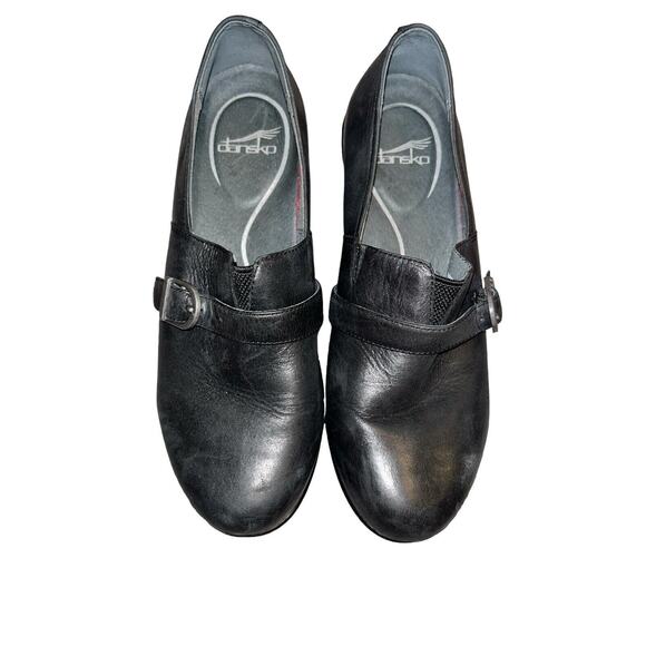 Women's Dansko Black 40 Leather Clogs Shoes Slip-On‎ Buckle - Picture 3 of 11